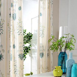 Springfield Turquoise and Green Print Floral Curtains 2