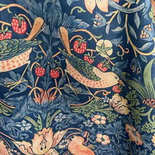 Strawberry Thief William Morris Navy Blue Chenille Floral Curtain 5