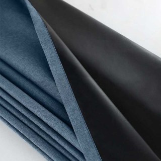 Del Mar Waterproof Blackout Navy Blue Linen Style Outdoor Curtain 2