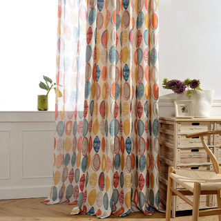 Infinity Red Modern Geometric Patterned Multicolor Curtain Drapes 5