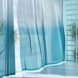 Reef Ripple Ombre Blue Sheer Curtain 2