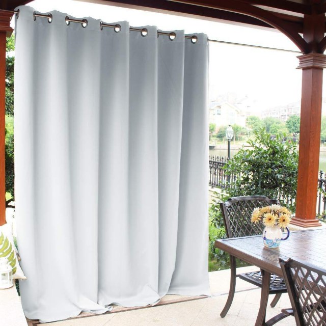 Malibu Waterproof Light Filtering Ivory White Twill Outdoor Curtain 1