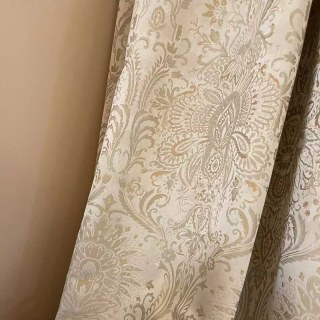 Ritz Luxury Jacquard Cream Gold Damask Floral Curtain 5