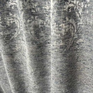 De Luxe Jacquard Pewter Gray Damask Curtain 2
