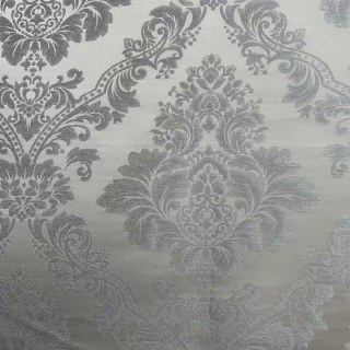 Elite Luxury Jacquard Cream & Silvery Gray Faux Silk Damask Floral Curtain 4