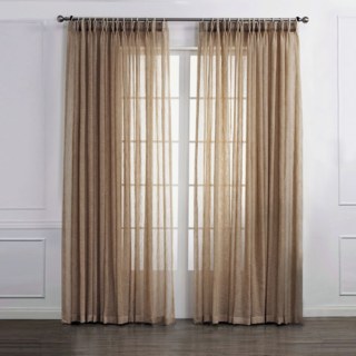 Daytime Textured Weaves Light Brown Sheer Voile Curtain 2