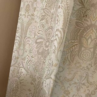 Ritz Luxury Jacquard Cream Gold Damask Floral Curtain 3