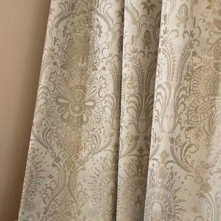 Ritz Luxury Jacquard Cream Gold Damask Floral Curtain