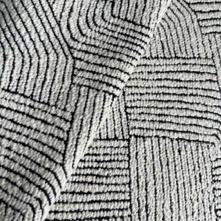 Weave Whisper Geometric Black & White Heavy Wool Chenille Curtain 3