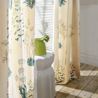 Springfield Turquoise and Green Print Floral Curtains