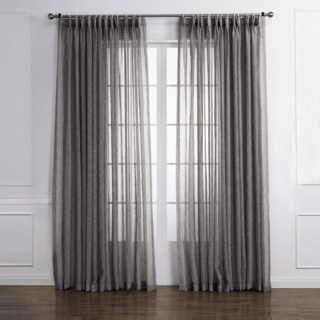 Daytime Textured Weaves Charcoal Light Grey Sheer Curtain 1