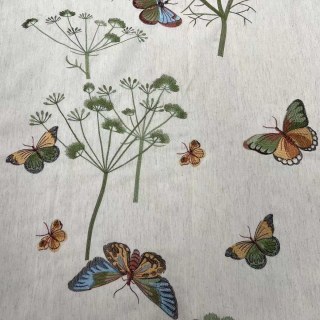 Butterfly Garden Cream Floral Embroidered Linen Style Curtain 7