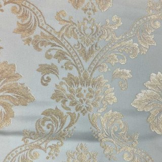 Elite Luxury Jacquard Cream Gold Faux Silk Damask Floral Curtain 1