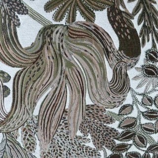 Exotic Foliage Flair Retro Tropical Leaf Olive Green & Brown Blackout Curtain 9