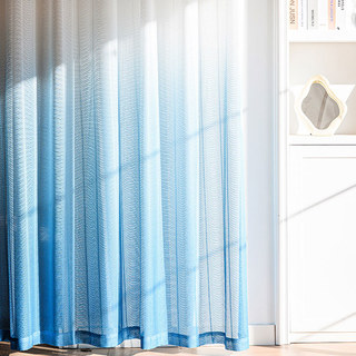 Reef Ripple Ombre Blue Voile Curtain 3