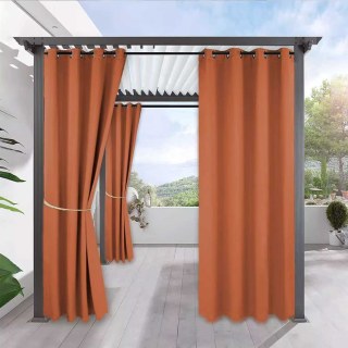 Malibu Waterproof Light Filtering Terracotta Burnt Orange Outdoor Curtain 1