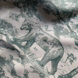 Forest Tale Toile de Jouy Bear Leopard Owl Matcha Green Blackout Animal Chenille Curtains 3